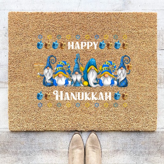 "Hanukkah Gnome" Wishing You a Happy Hanukkah Coir Doormats