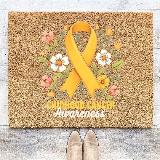 Childhood Cancer Awareness Hippie Flower Ribbon Coir Doormats