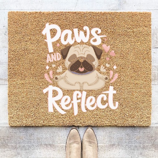 Paws And Reflect Yoga Pug Mediation Coir Doormats