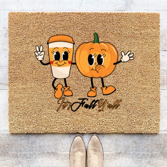 Retro It's Fall Y'all - Pumpkin Spice Latte Coir Doormats