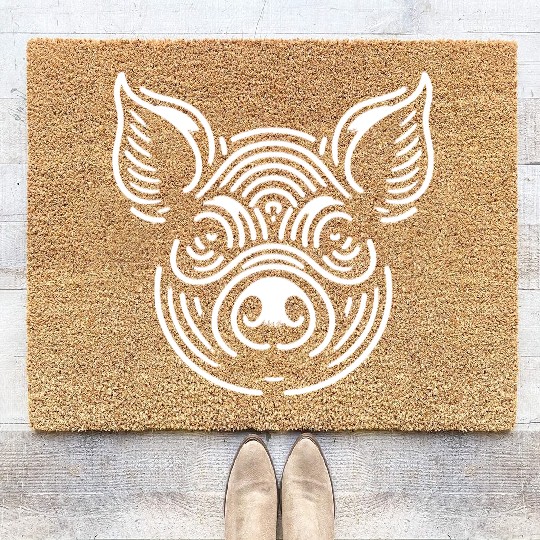 Pig face pigs vector farm animal path19 Coir Doormats