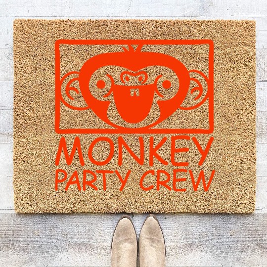 Monkey Chimpanzee Party Animals Crew Team Friends Coir Doormats