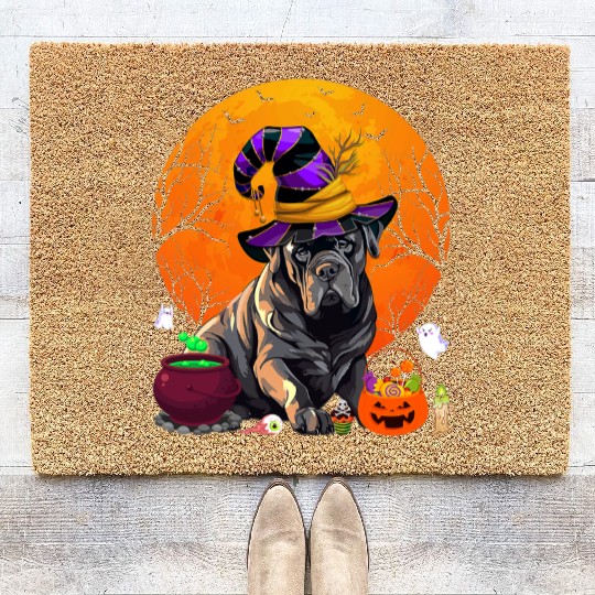 Funny Cane Corso Dog Witch Halloween Dog Lover Coir Doormats