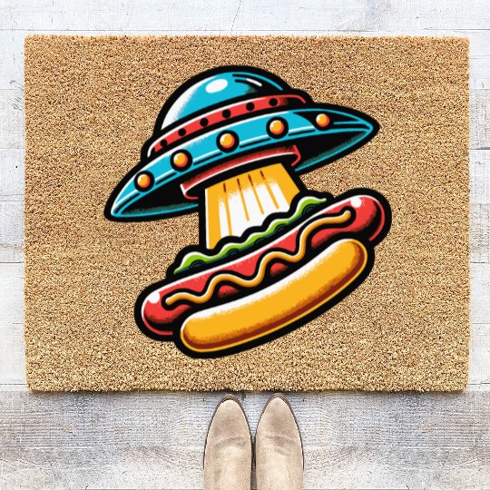 UFO HotDog Abduction Coir Doormats