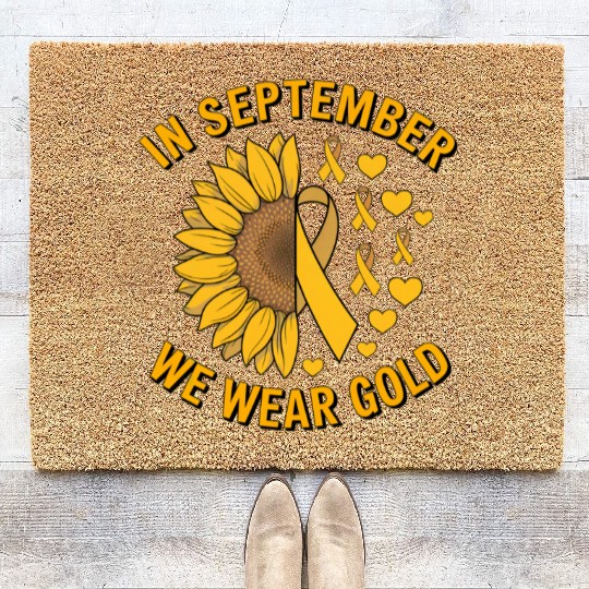 September We Wear Gold Childhood Cancer Awareness Coir Doormats