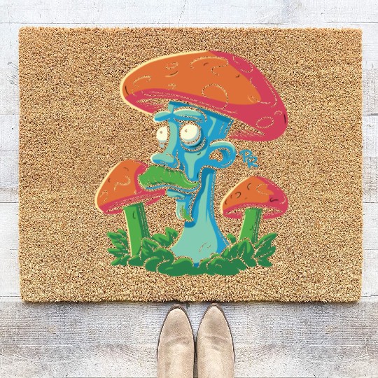 Mushroom Moustache Man – Trippy Fungi Art Coir Doormats