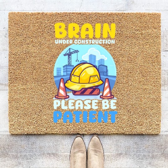 Depression Awareness Brain Under Construction Coir Doormats