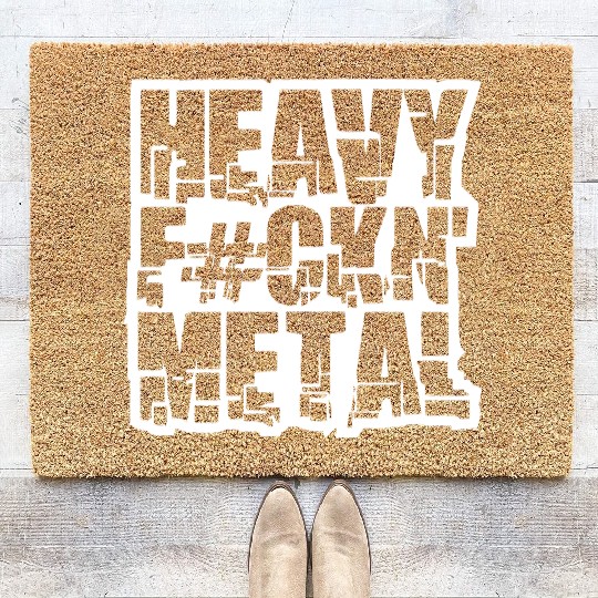 Heavy F#ckin' Metal Hard Rock Fun Music Text Quote Coir Doormats