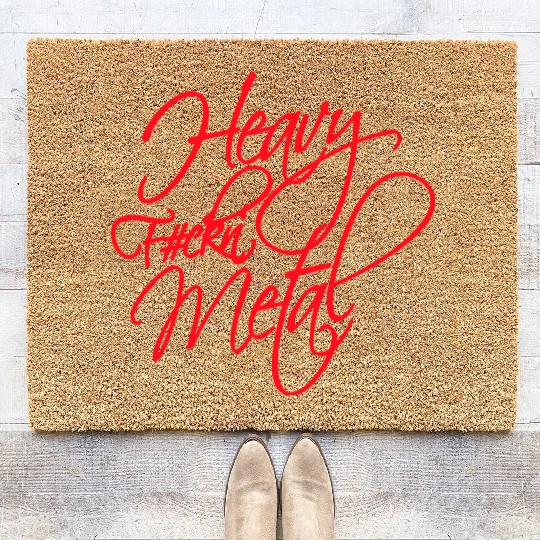 Heavy F#ckin' Metal Hard Rock Fun Music Text Quote Coir Doormats