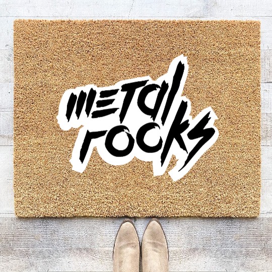 Heavy Metal Rocks Hard Rock Music Text Quote Logo Coir Doormats