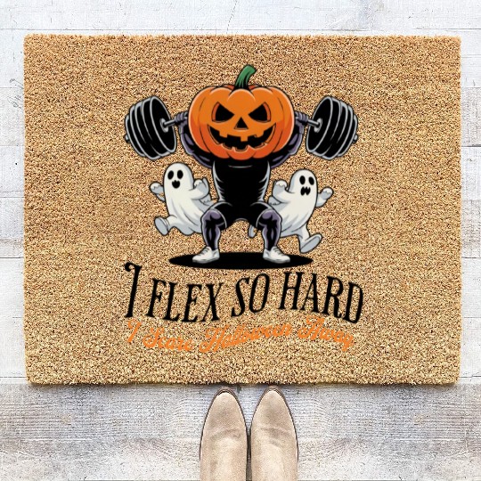 Halloween & gym workout funny design Coir Doormats