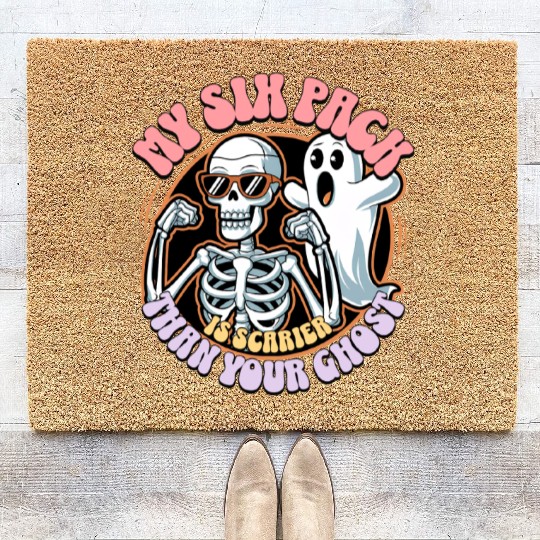 Halloween & gym workout funny design Coir Doormats