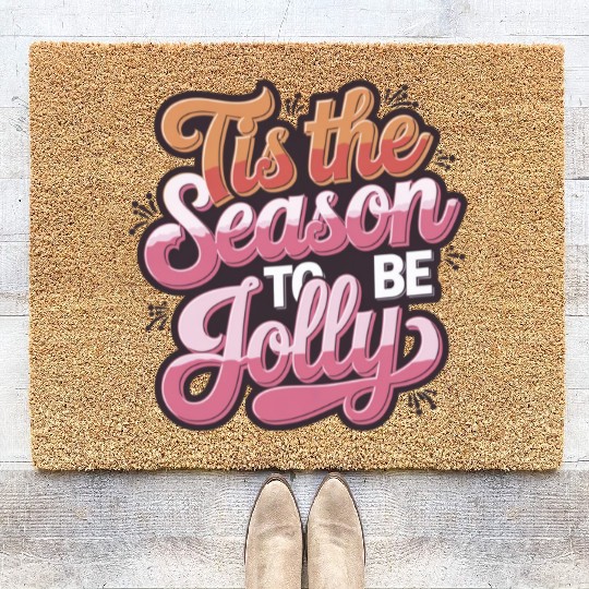 Tis the Season to Be Jolly - Retro Holiday Cheer Coir Doormats