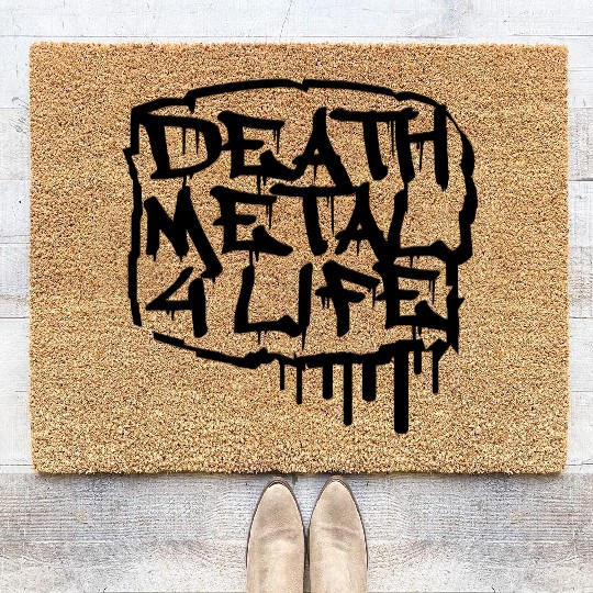 Heavy death metal 4 life hard rock music graffiti Coir Doormats