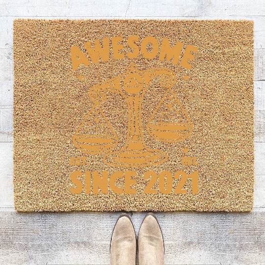 Awesome Since 2021 Libra Zodiac Birthday October Coir Doormats