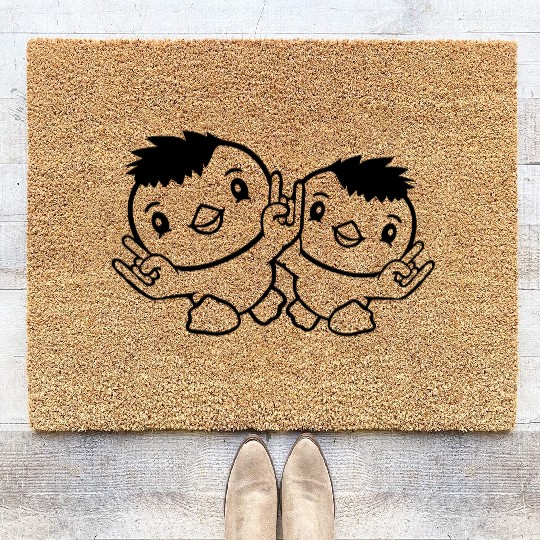 Heavy Metal Duck Bird Team Chick Rock Hand Gesture Coir Doormats