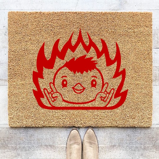 Fire Heavy Metal Duck Bird Chick Rock Hand Gesture Coir Doormats