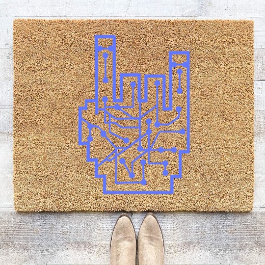 Heavy metal nerd electronic circuits hand gesture Coir Doormats