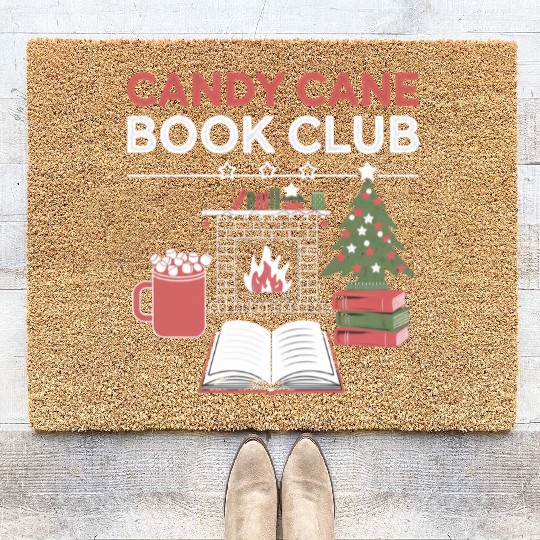 Bookish Christmas Candy Cane Book Club Bookish Coir Doormats