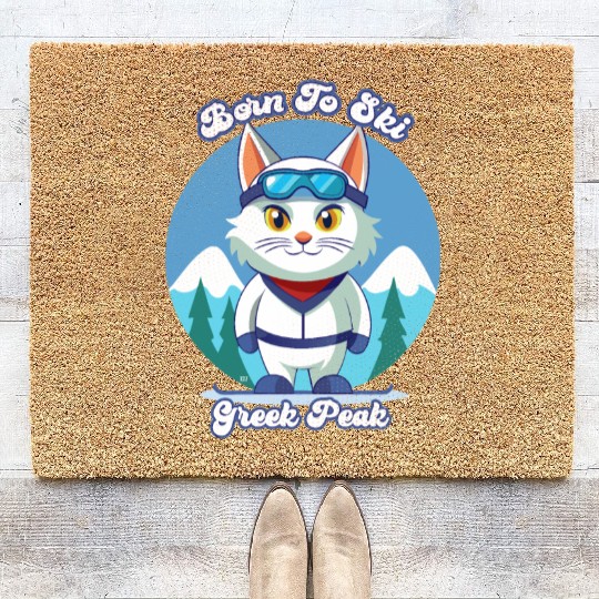 Little Cat skiing in Greek Peak Coir Doormats