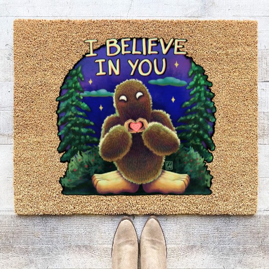 Bigfoot cryptid believe in you Coir Doormats