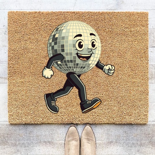 Disco Ball Walking - Retro Funk in Motion Coir Doormats