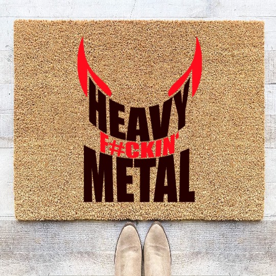 Heavy F#ckin' Metal Hard Rock Fun Music Text Quote Coir Doormats