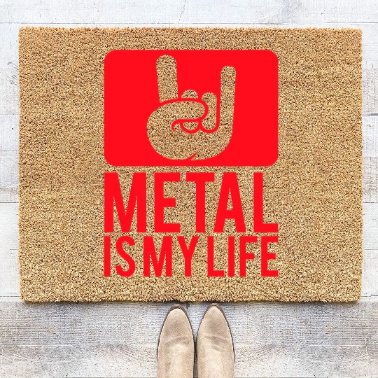 Heavy Metal Is My Life Hard Rock Music Text Quote Coir Doormats