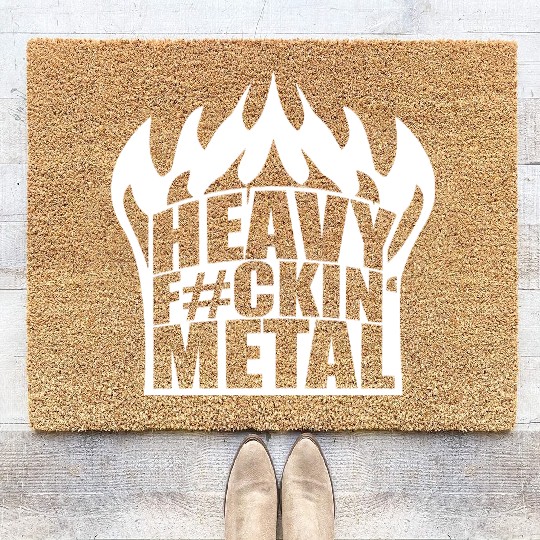 Heavy F#ckin' Metal Hard Rock Fun Music Text Quote Coir Doormats