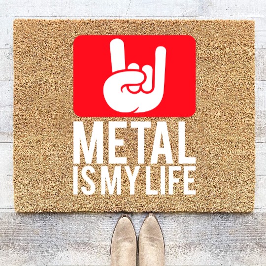 Heavy Metal Is My Life Hard Rock Music Text Quote Coir Doormats
