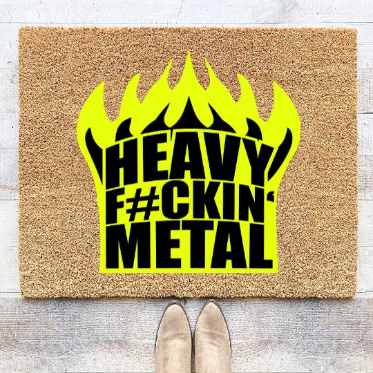 Heavy F#ckin' Metal Hard Rock Fun Music Text Quote Coir Doormats