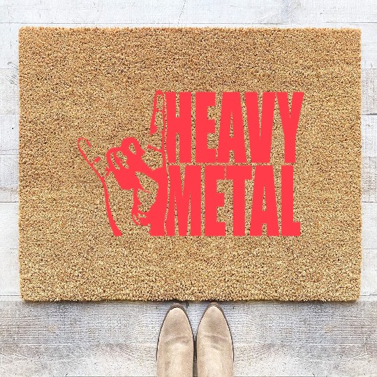 Heavy Metal Fun Hard Rock Music Horns Hand Gesture Coir Doormats