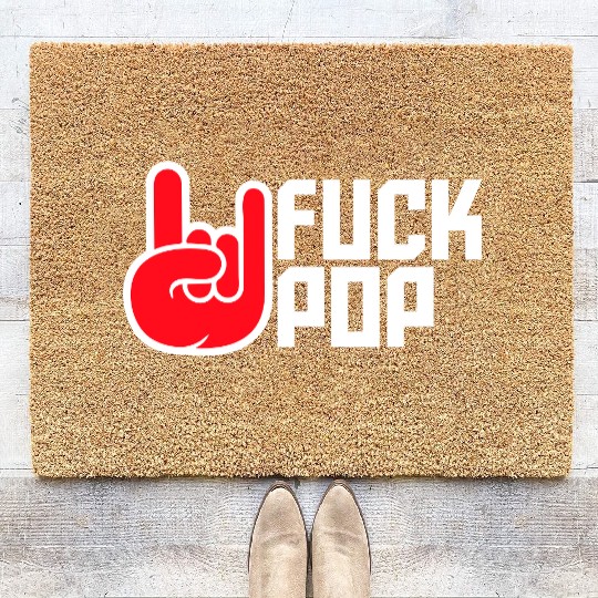 Fuck pop charts music heavy metal fun hand gesture Coir Doormats