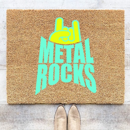 Heavy Metal Rocks Hard Rock Music Text Quote Logo Coir Doormats