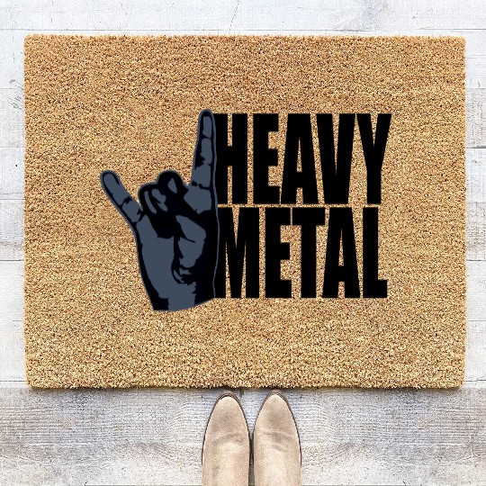 Heavy Metal Fun Hard Rock Music Horns Hand Gesture Coir Doormats