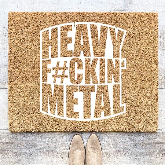 Heavy F#ckin' Metal Hard Rock Fun Music Text Quote Coir Doormats