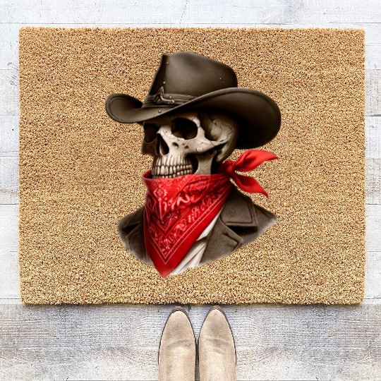 Cowboy Skeleton Skull Bandit Coir Doormats