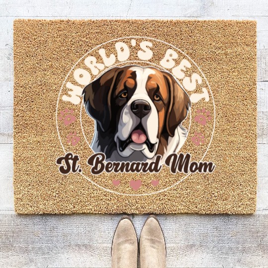 Saint Bernard Groovy St. Bernard Mom Coir Doormats