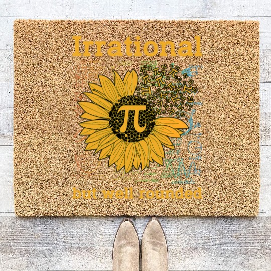 Irrational But Well Rounded Sunflower Pi Day Math Coir Doormats