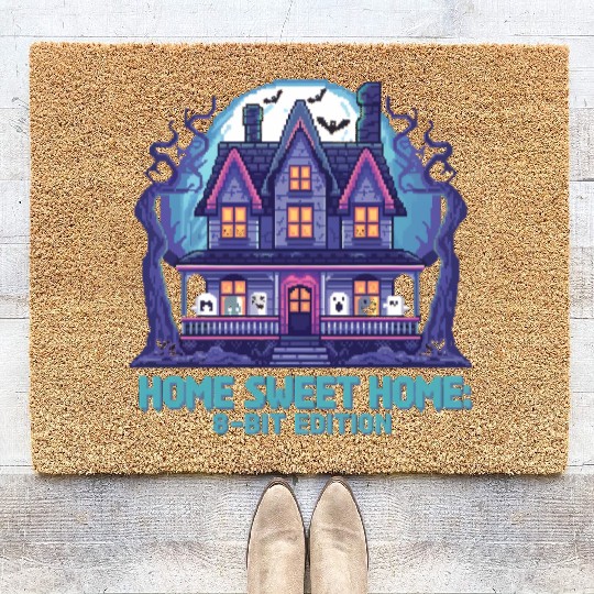 8 Bit Haunted House 01 Coir Doormats