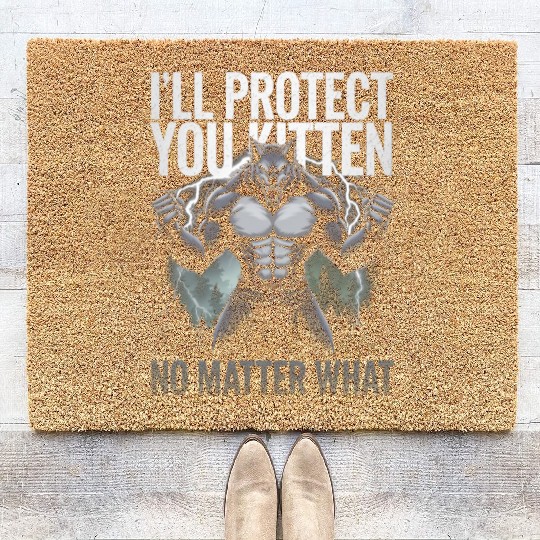 I'll Protect You Kitten Alpha Wolf Coir Doormats
