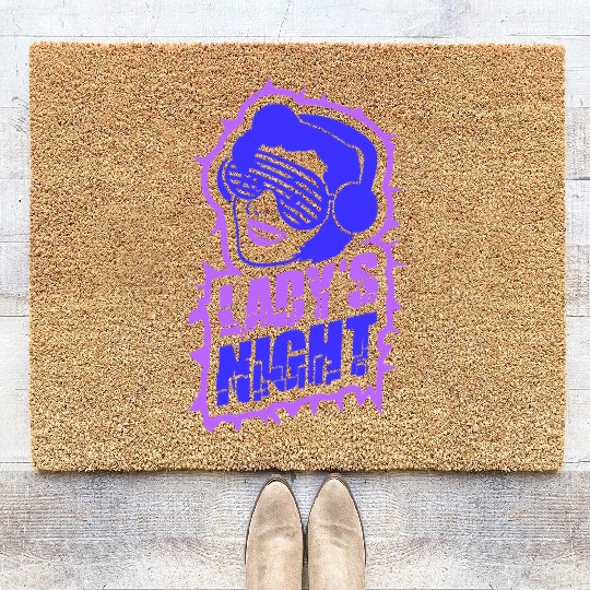 Ladys Night Retro DJ Woman Girls Ladies Evening Coir Doormats