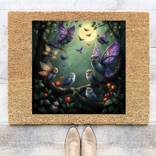 Enchanted Forest Creatures Halloween Ideas Coir Doormats