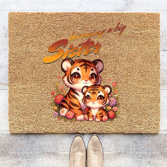 Soon I'll Be A Big Sister Cute Tiger Coir Doormats