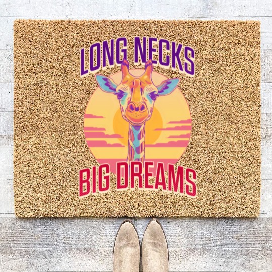 Giraffe Long Necks, Big Dreams Coir Doormats