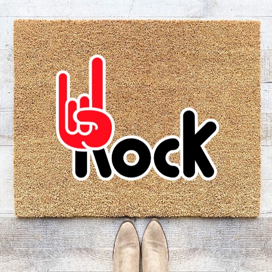 Heavy Metal Fun Hard Rock Music Horns Hand Gesture Coir Doormats