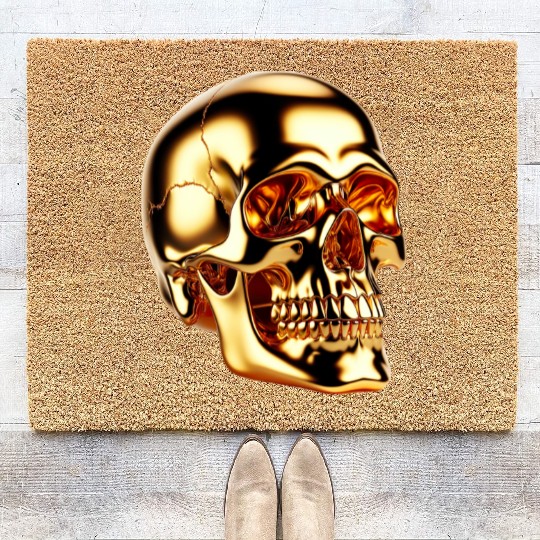Golden Skull of Fortune Coir Doormats