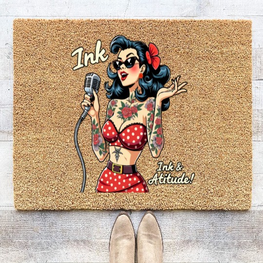 Pinup Ink and Attitude Tattoo Art Coir Doormats
