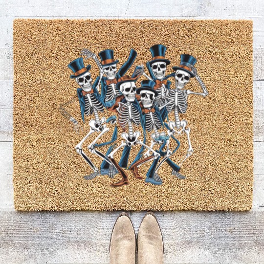 Let's Dance Dancing Skeleton Skull Coir Doormats