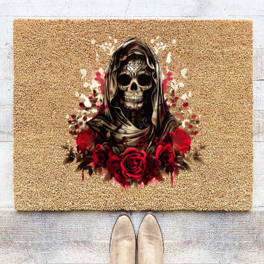 Santa Muerte Folk Saint Coir Doormats